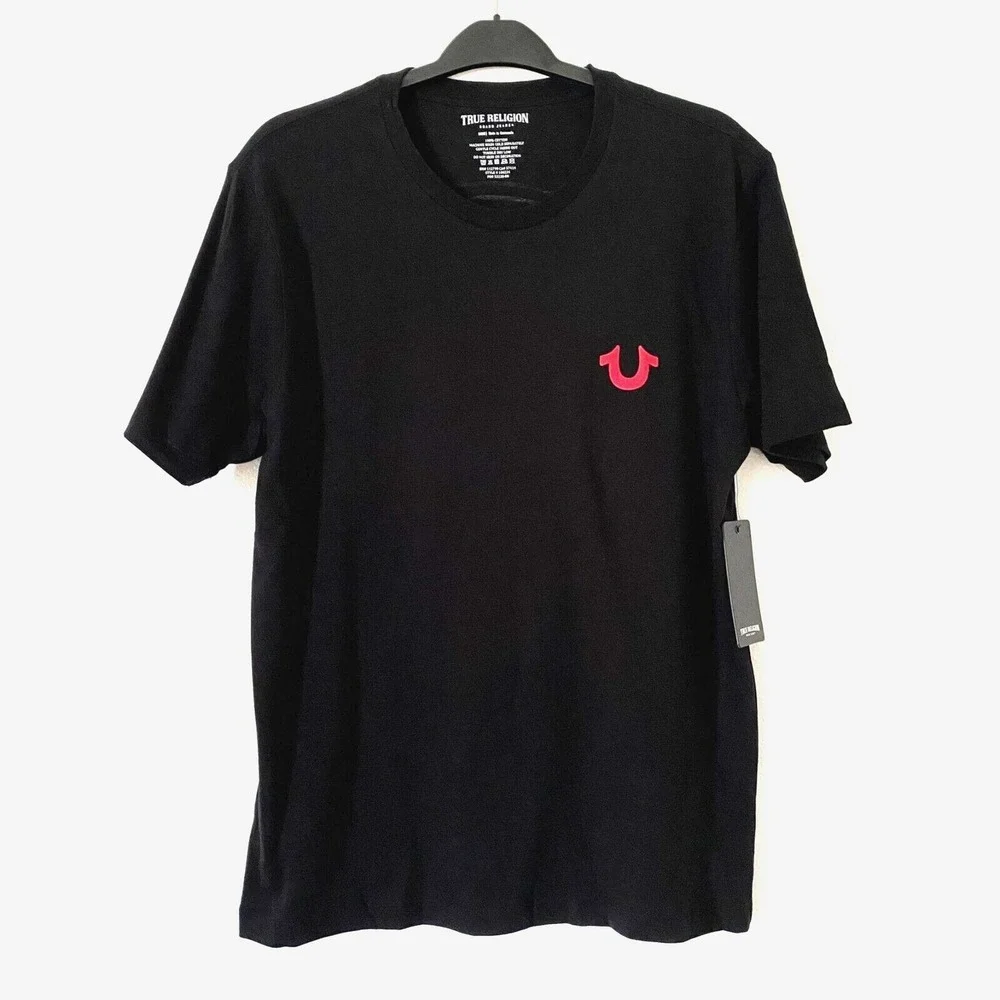 True‎ Religion Men's T Shirt Black Graphic Short Sleeve Large NWT